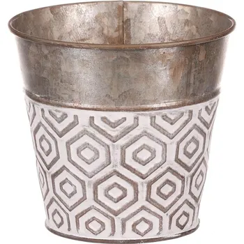 Obal kovový - kulatý, vysoký, s ornamenty, bílo-měděný Barva: Měděná