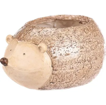 Stojan na květiny Ježek - zahradní dekorace, obal na květiny, magnesium Barva: Béžová