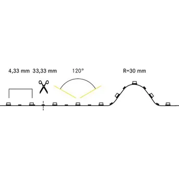 Lampička BRUMBERG QualityFlex sada LED pásků 5m 72W 4.100K - Rozteč 3,33 cm, rozteč LED 4,33 cm, napájecí jednotka - délka 12,6 cm, šířka 4,3 cm, výška 2,2 cm bílá LED 72 W celkem - Doprava zdarma