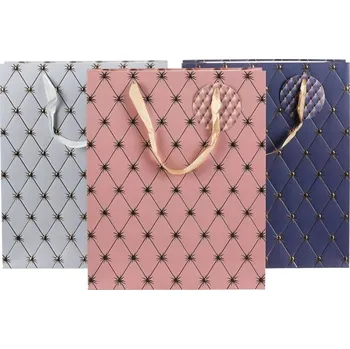 Dárková taška Elegantní papírová taška M se zlatou ražbou - mix modré, šedé, lososové Barva: Vícebarevná