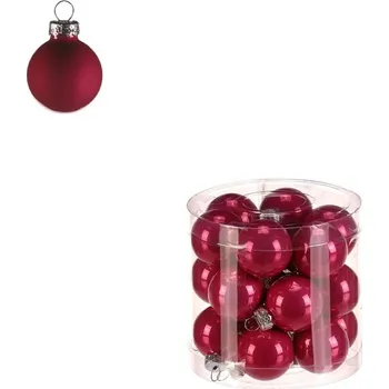 Vánoční dekorace Kulaté skleněné ozdoby - pr. 3 cm, tm. růžové, cena za balení (18 ks) Barva: Růžová