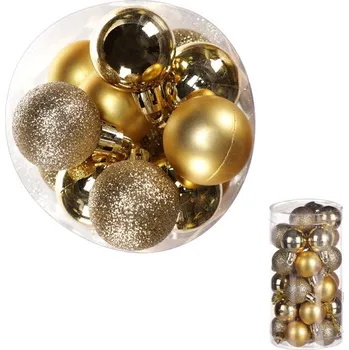 Vánoční dekorace Ozdoby plastové - zlatý mix, pr. 3 cm, cena za balení (30 ks) Barva: Zlatá