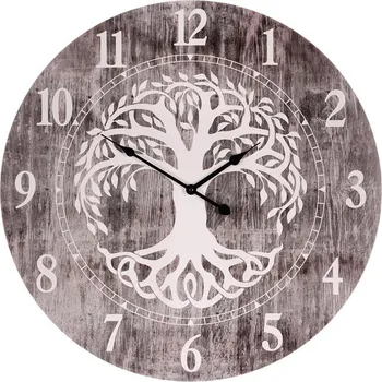 Hodiny Hodiny nástěnné - pr. 58 cm, MDF, strom života Barva: šedá