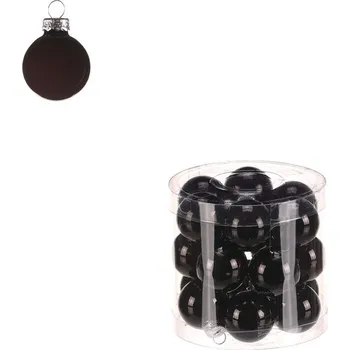 Vánoce Kulaté černé skleněné ozdoby 3 cm - 18 ks v plastovém boxu Barva: černá