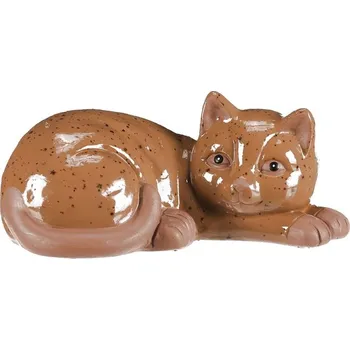 Kočka keramická ležící - větší, barva světle hnědá Barva: Hnědá