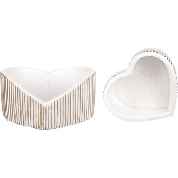 Obal betonový - tvar srdce, bílo-zlatý, cena za sadu 2 ks Barva: bílá