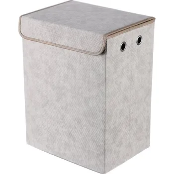 Šatní skříň Skládací látkový koš s víkem cappuccino, prostorný a praktický Barva: šedá