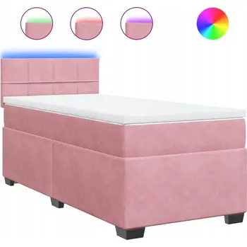 Postel Kontinentální postel růžová s LED osvětlením, 200 x 100 x 100,5 cm