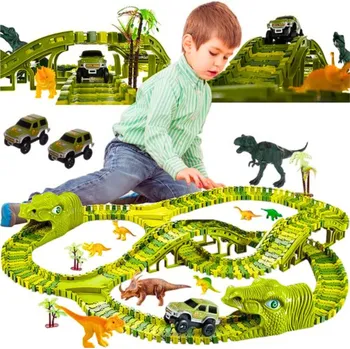autodráha Závodní dráha DINOSAURUS XXL 240 dílů. Dino Park, překážková dráha, sada dinosaurů
