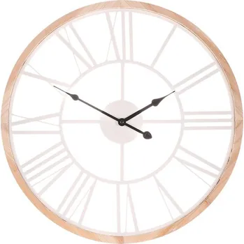 Hodiny Hodiny nástěnné - pr. 50 cm, kov a dřevěný rám, bílé římské číslice Barva: bílá