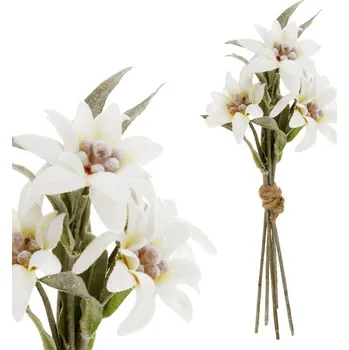 umělá květina Protěž - umělá kytice, barva krémová, ojíněná Barva: bílá