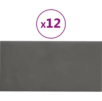 Obklad Nástěnné panely Vidaxl 12 ks tmavě šedé 30 x 15 cm samet 0,54 m²