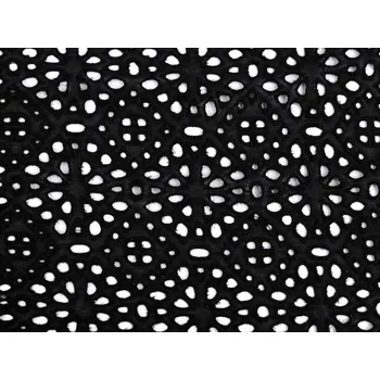 Madeira bavlněná vyšívaná s ozdobným okrajem METRÁŽ - 2 černá