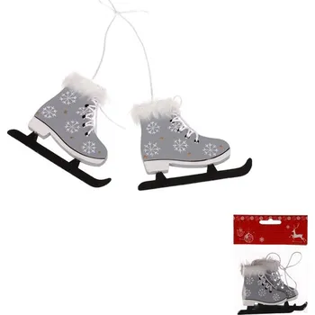 Vánoční dekorace Brusle závěsné - dřevo, barva šedá, cena za balení (2 ks) Barva: šedá