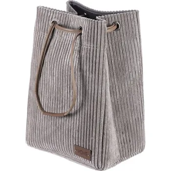 Šatní skříň Elegantní stahovací prádelní koš z manšestru, světle hnědý Barva: šedá