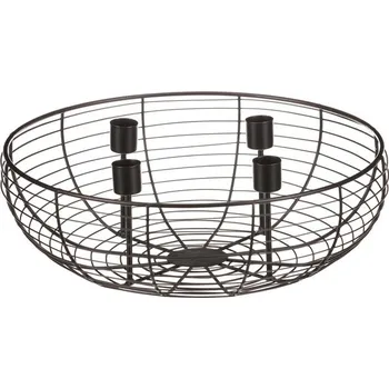 Svícen Elegantní černý kovový adventní svícen ve tvaru mísy pro 4 svíčky Barva: černá