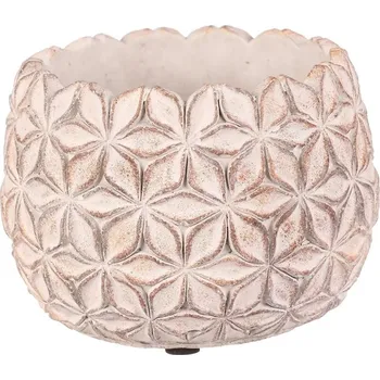 Obal na květináč Obal betonový - květinová mozaika, vel. S, světle šedý Barva: šedá