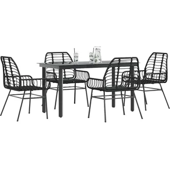 Zahradní sestava vidaXL 5dílný zahradní jídelní set polyratan sklo [3334557] Barva: Černá
