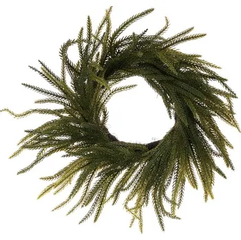 umělá květina Umělý zelený věnec 33 cm s hustým jehličím - elegantní zimní dekorace Barva: Zelená