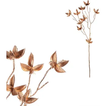 umělá květina Zlatá umělá větev se špičatými lístky pro elegantní dekorace Barva: Zlatá