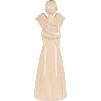 Světle krémová keramická soška Anděla s holubičkou - elegance a harmonie Barva: Krémová