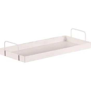 Zlatý obdélníkový kovový tác s uchy - elegantní dekorace na stůl Barva: bílá