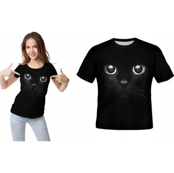 Dámské tričko TRIČKO FULLPRINT ČERNÁ KOČKA L 3D POTISK MÓDNÍ