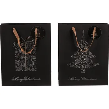 Dárková taška Elegantní černá dárková papírová taška se zlatým vzorem, vel. M Barva: černá