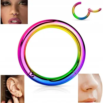 Náušnice Clicker kroužek rainbow malý náušnice septum tragus chrupavky ucha 1.2mm 6mm