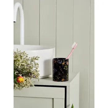 Držák na kartáček Sinsay - Držák na zubní kartáčky s květinovým motivem - černá - 240HW-99X - 240HW-99X-ONE