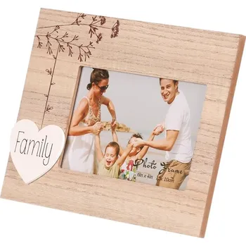 Obraz Fotorámeček 15 x 10 cm z MDF v přírodní barvě s nápisem "Family Barva: Přírodní