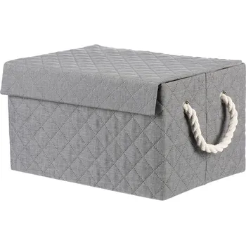 Koš na prádlo Béžový látkový regálový koš s uchy a víkem, elegantní a praktický Barva: šedá