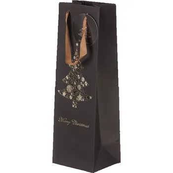 Dárková taška Elegantní černá dárková taška na víno se zlatým vzorem 1 ks Barva: černá