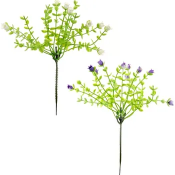 umělá květina Eukalyptus s květy - umělý trs, zápich, mix 2 barev, cena za 1 ks Barva: Zelená