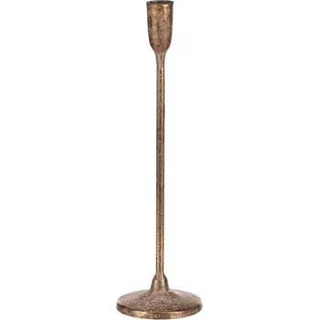 Zlatý kovový svícen na podstavci, vysoký 31 cm, elegantní dekorace Barva: Zlatá