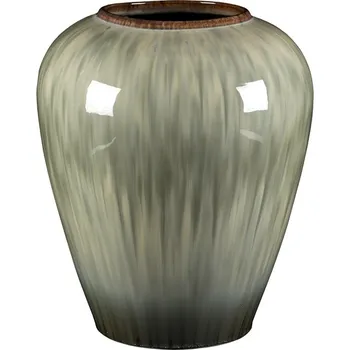 Váza Elegantní keramická váza 33 cm, zaoblená, šedá s lesklým povrchem Barva: šedá