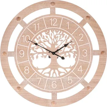 Hodiny Hodiny nástěnné - pr. 60 cm, MDF, strom života ve středu Barva: Hnědá