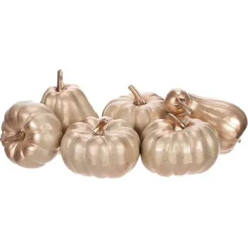 Béžovo-zlaté plastové dýně 9 ks - realistické dekorace na podzim Barva: Zlatá