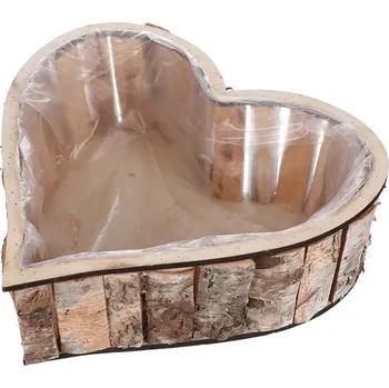 Dřevěný obal na květiny ve tvaru srdce, přírodní březové dřevo Barva: Přírodní