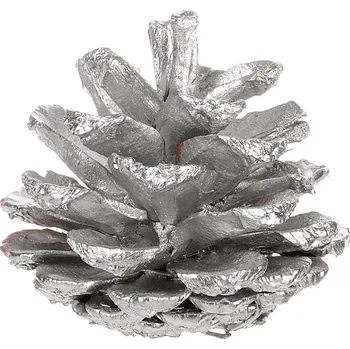 Vánoční dekorace Stříbrná borovicová šiška - 6 ks, elegantní vánoční dekorace Barva: Stříbrná