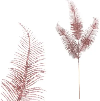 umělá květina Kapradí - umělá větev, růžová se třpytkami Barva: Růžová