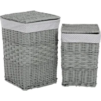 Koš na prádlo Proutěný koš na prádlo šedý s víkem - sada 2 ks, elegantní design Barva: šedá