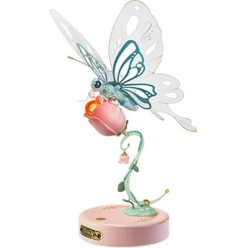 Dekorace do dětského pokoje RoboTime Růžový motýl mechanický složený bez krytu
