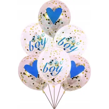 Balónky s konfetami na baby shower pro chlapečka 6 Ks modré
