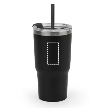 Termohrnek JOYNER M. Kompaktní cestovní hrnek z nerezové oceli (91 % recyklovaný) s vakuově izolovanou dvojitou stěnou a matným povrchem 600 ml Gravírování laserem (max. 1 barva, 25 x 50mm) 1 barva 5 Horní přední část