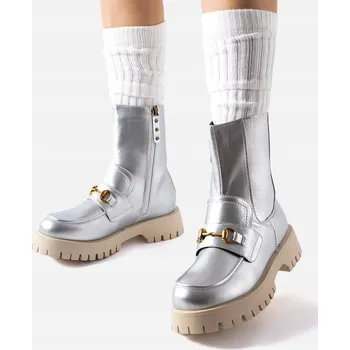 Dámská zimní obuv Stříbrné zateplené kotníkové boty Overlook 26403 velikost 39