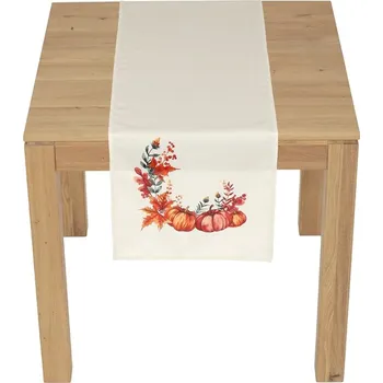 Běhoun - dýně a listí, 100 % polyester, 40 x 150 cm Barva: Oranžová