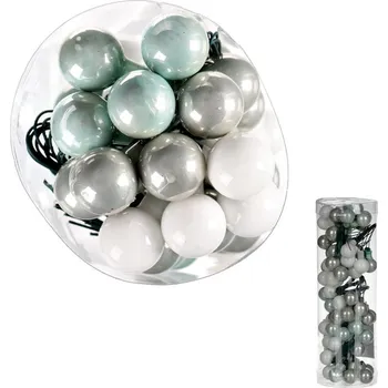 Vánoce Ozdoby skleněné - pr. 1,5 cm, zeleno-šedo-bílé, cena za balení (72 ks) Barva: Vícebarevná