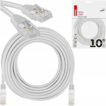 Síťový kabel Patchcord Emos U/UTP 5e RJ45 / RJ45 10 m šedý