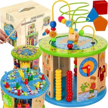 Dřevěná hračka Dřevěná Edukační Kostka Sorter Montessori pro Děti 11v1 Labyrint Hra